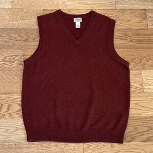 Vintage Y2K Mens L.L. Bean Sweater Vest Dark Red Burgundy Size Large Lambs Wool